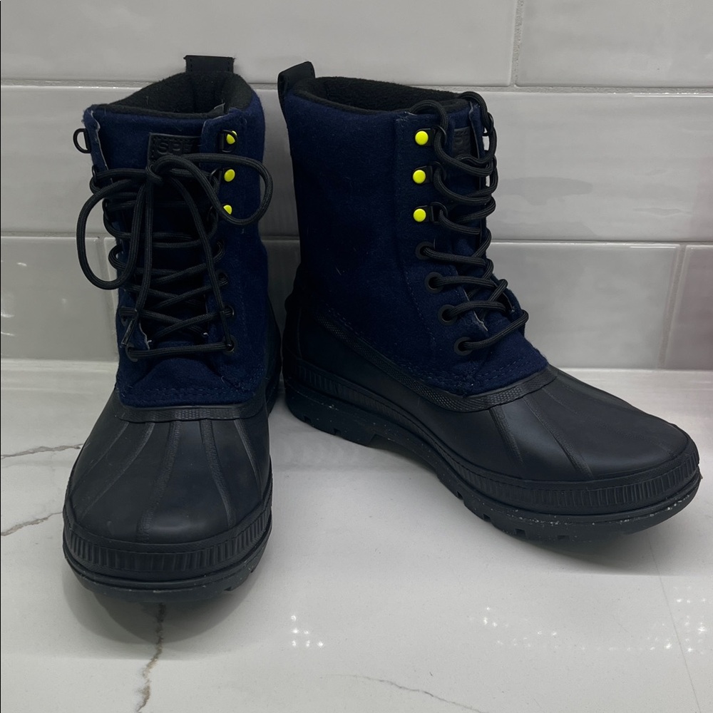 Stylish Black and Blue Lace-Up Boots